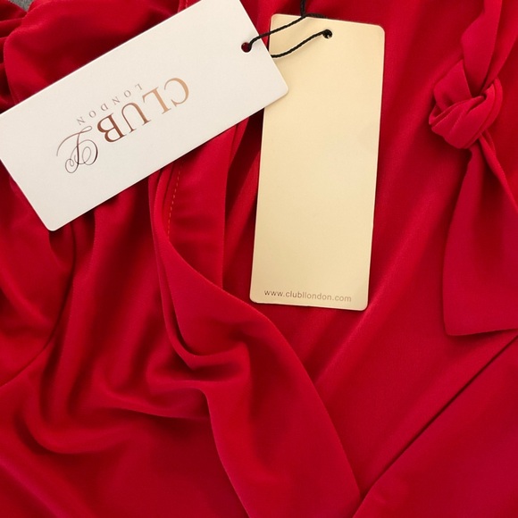 ASOS | Club L London | Slinky Wrap Dress | Mini | Red | NWT | 6 - Picture 11 of 12